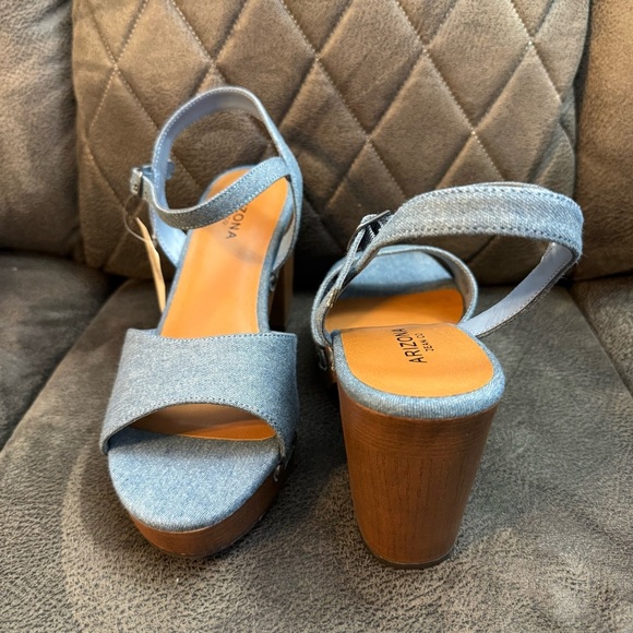 Arizona Jean Co Heather Denim Strap On Sandals Size 8.5 M - Picture 7 of 11